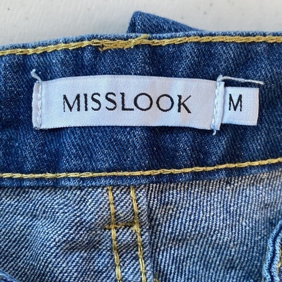 MISSLOOK  Sunflower Painted Distressed Jeans High Rise Straight Leg W31 x L30 - Picture 6 of 14